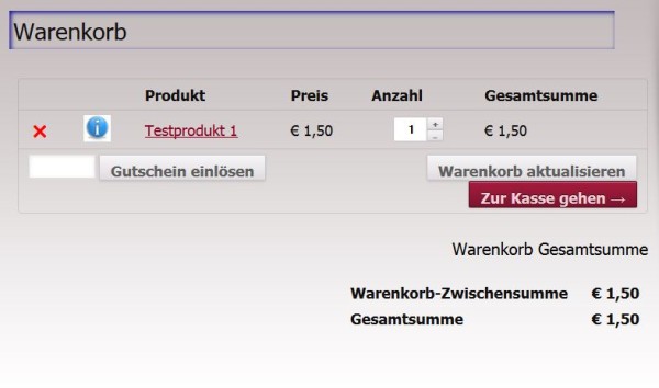 WooCommerce Warenkorb