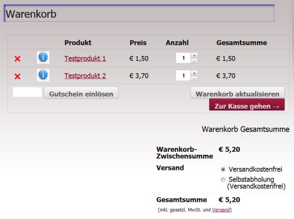 WooCommerce Warenkorb