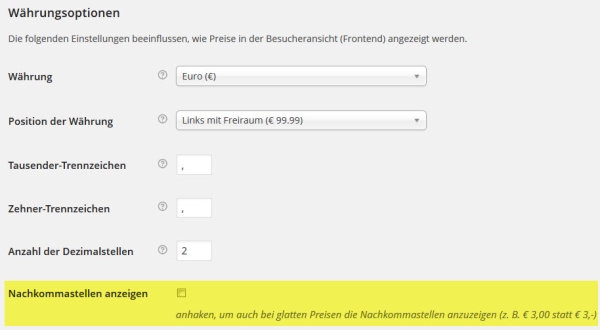 WooCommerce Einstellungen mit eigenem Menüpunkt