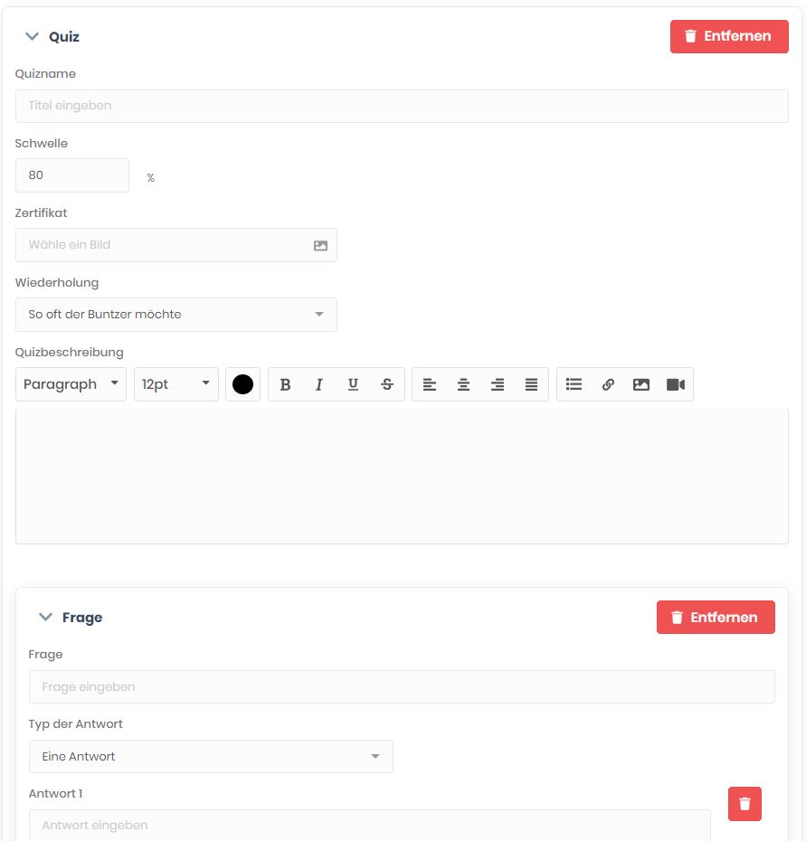 EZ Page MItgliederbereich - Quiz